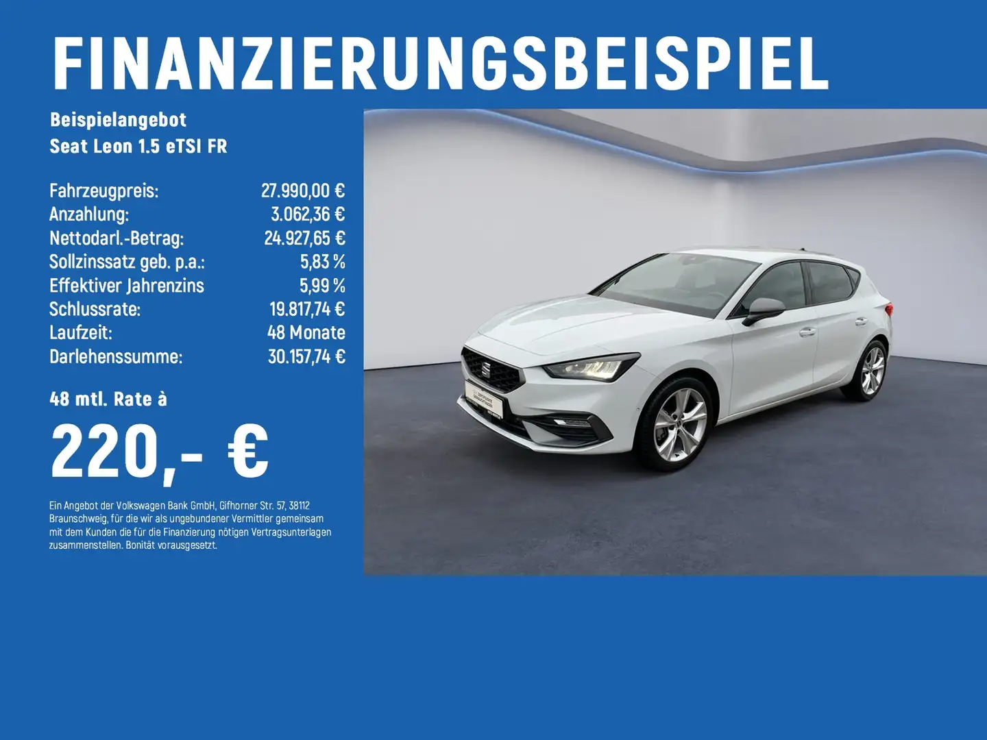 SEAT Leon 1.5 eTSI FR KEYLESS+ACC+RFK Weiß - 2