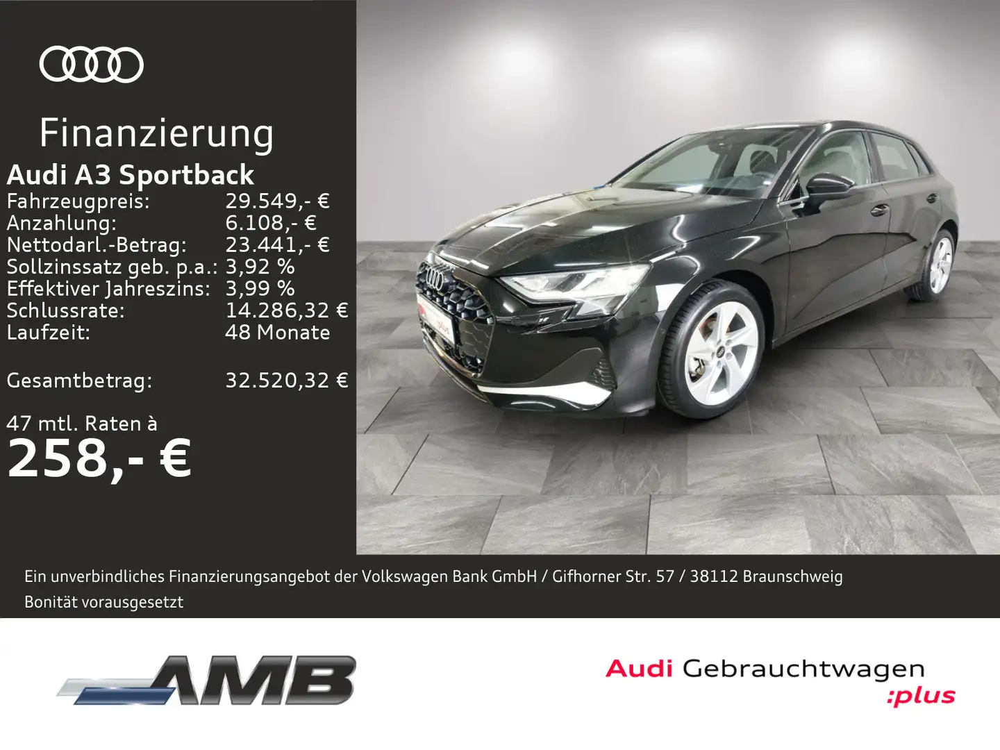 Audi A3 Advanced 30 TDI AHK/vC+/Nav+/12.29G Schwarz - 1