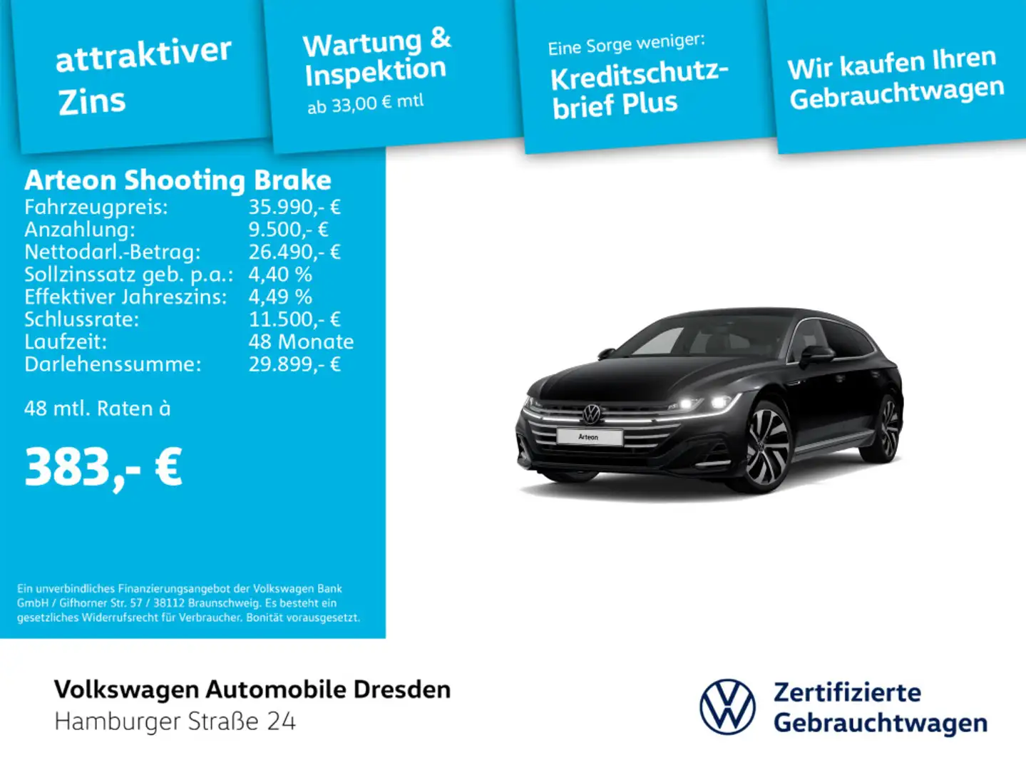 Volkswagen Arteon R-Line 2.0 TDI DSG IQ AHK Schwarz - 1