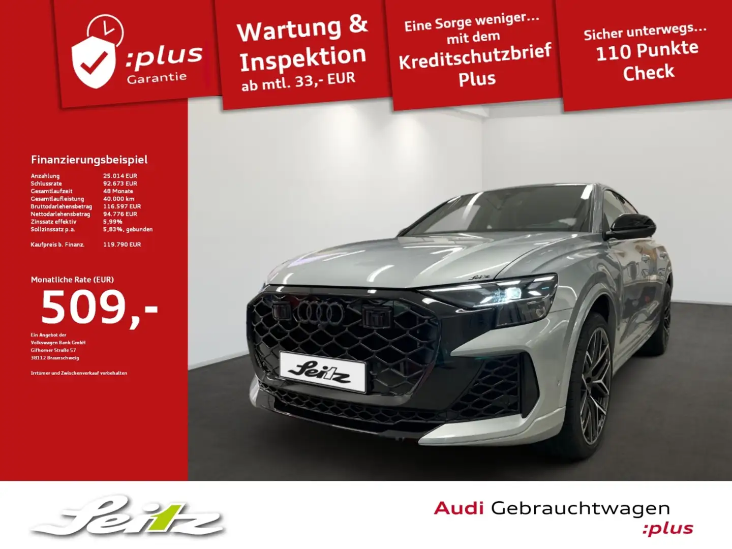 Audi RS Q8 4.0 TFSI quattro *AHK*B&O*HEAD-UP*PANO* Argintiu - 1
