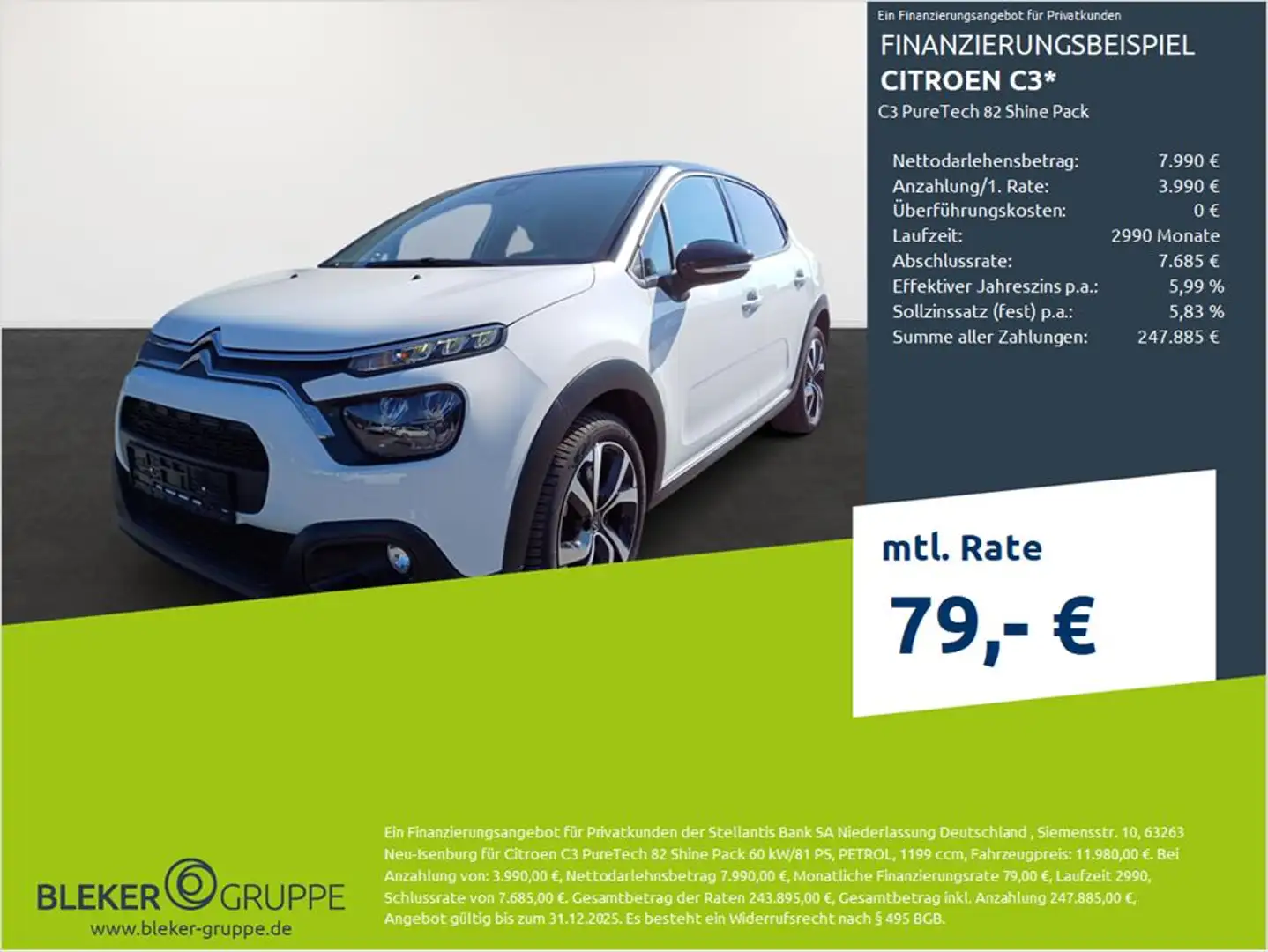 Citroen C3 PureTech 82 Shine Pack Weiß - 1