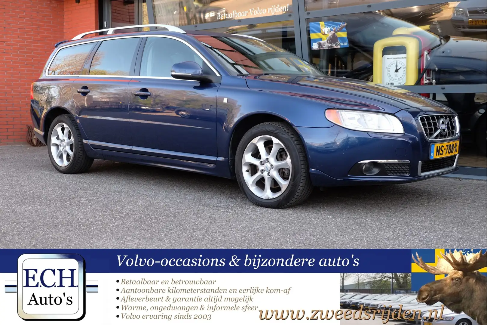 Volvo V70 D3 163 pk Aut. Ocean Race, Leer, Navi, Bluetooth, Azul - 1