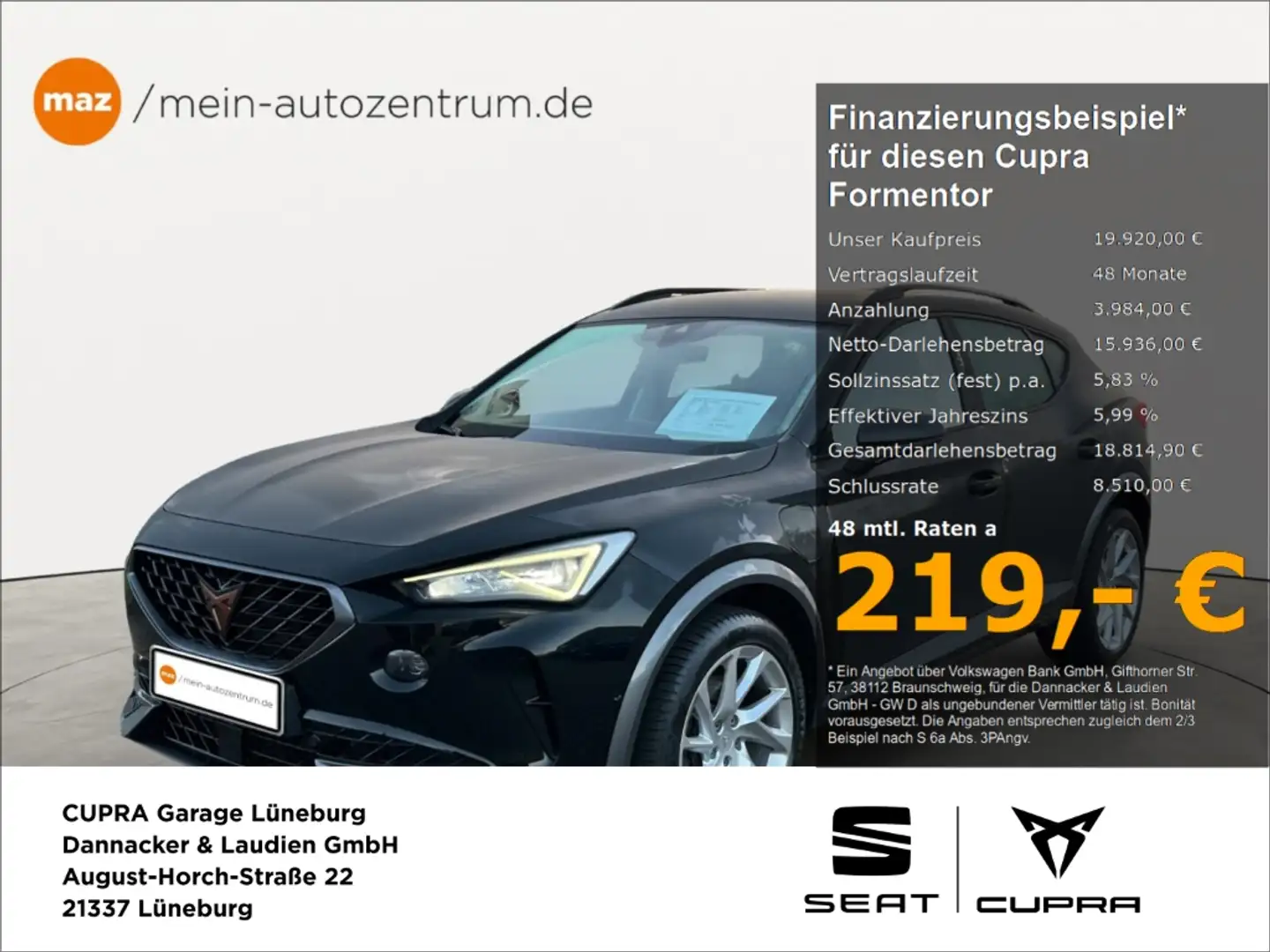 CUPRA Formentor 1.4 e-HYBRID Alu LED Full Link ACC PDC Sitzheizung Noir - 1