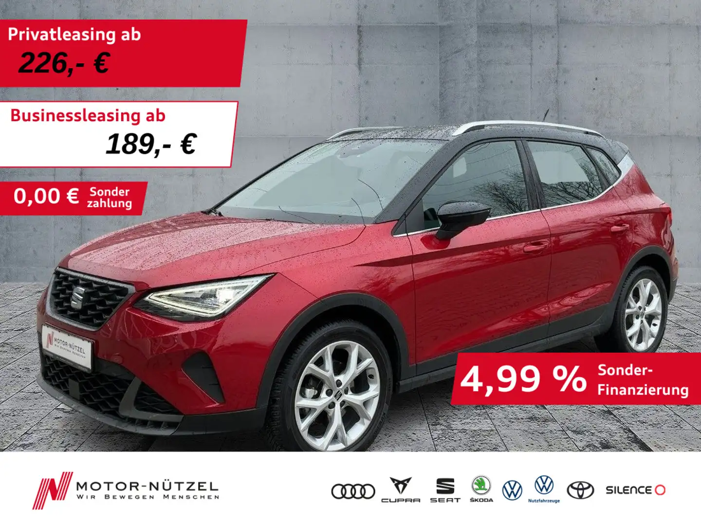 SEAT Arona 1.0 TSI FR-LINE LED+NAV+APP+DAB+BT+GRA+PDC Rot - 1