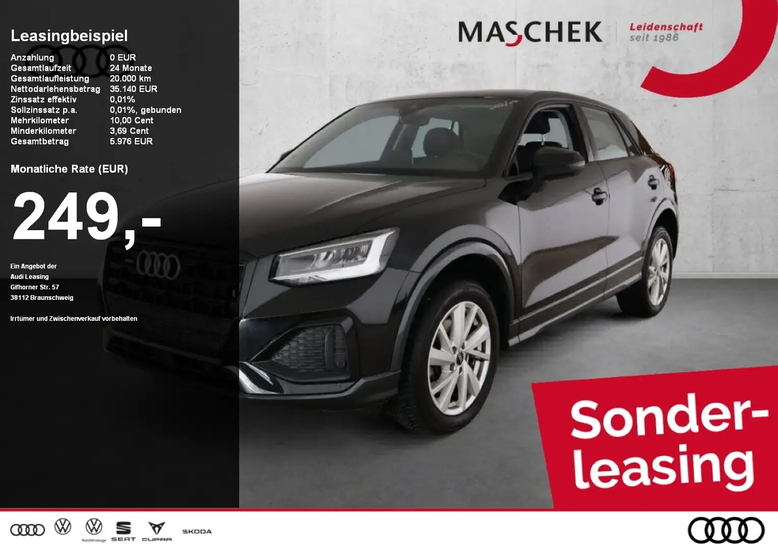Audi Q2 Advanced 40 TFSI quat BlackEd Naviplus Leder Zwart - 1