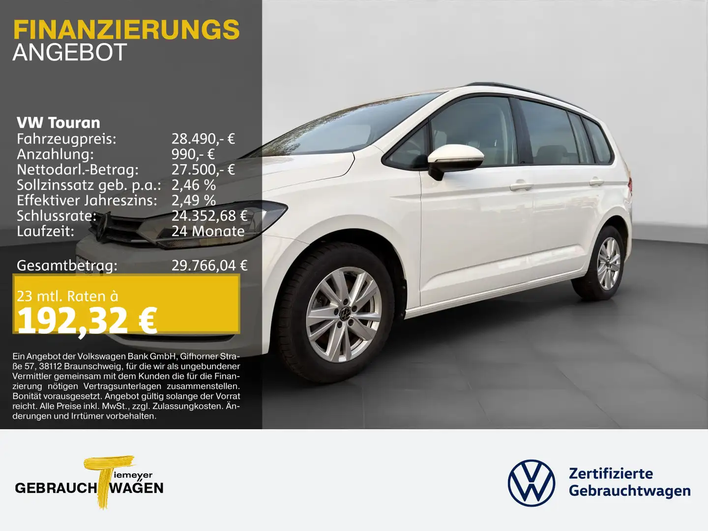 Volkswagen Touran 1.5 TSI COMFORTLINE 7-SITZE NAVI SITZH PD Weiß - 1