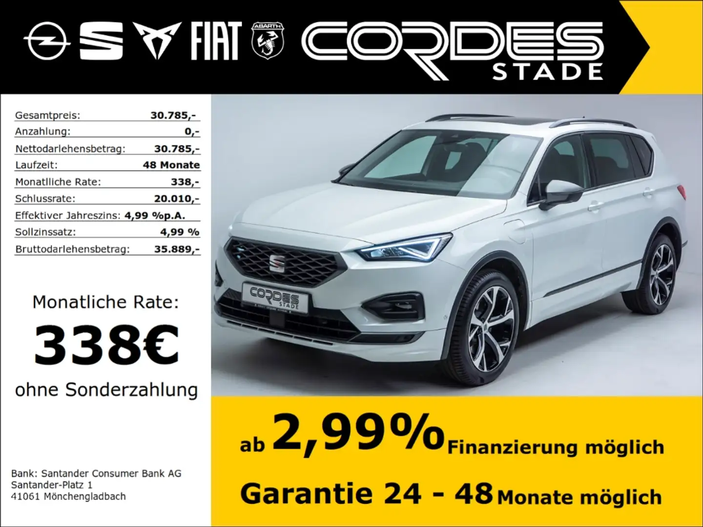 SEAT Tarraco FR e-HYBRID Automatik ACC AHK Kamera Navi (205) Blanc - 1