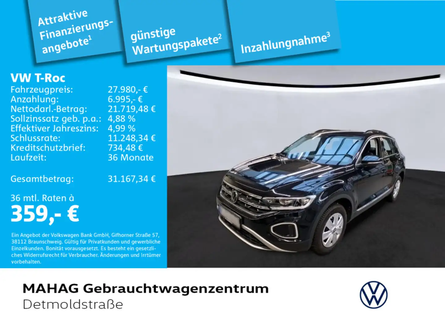Volkswagen T-Roc T-ROC 1.5 TSI Style AppConnect LED Standhz. Park Schwarz - 1