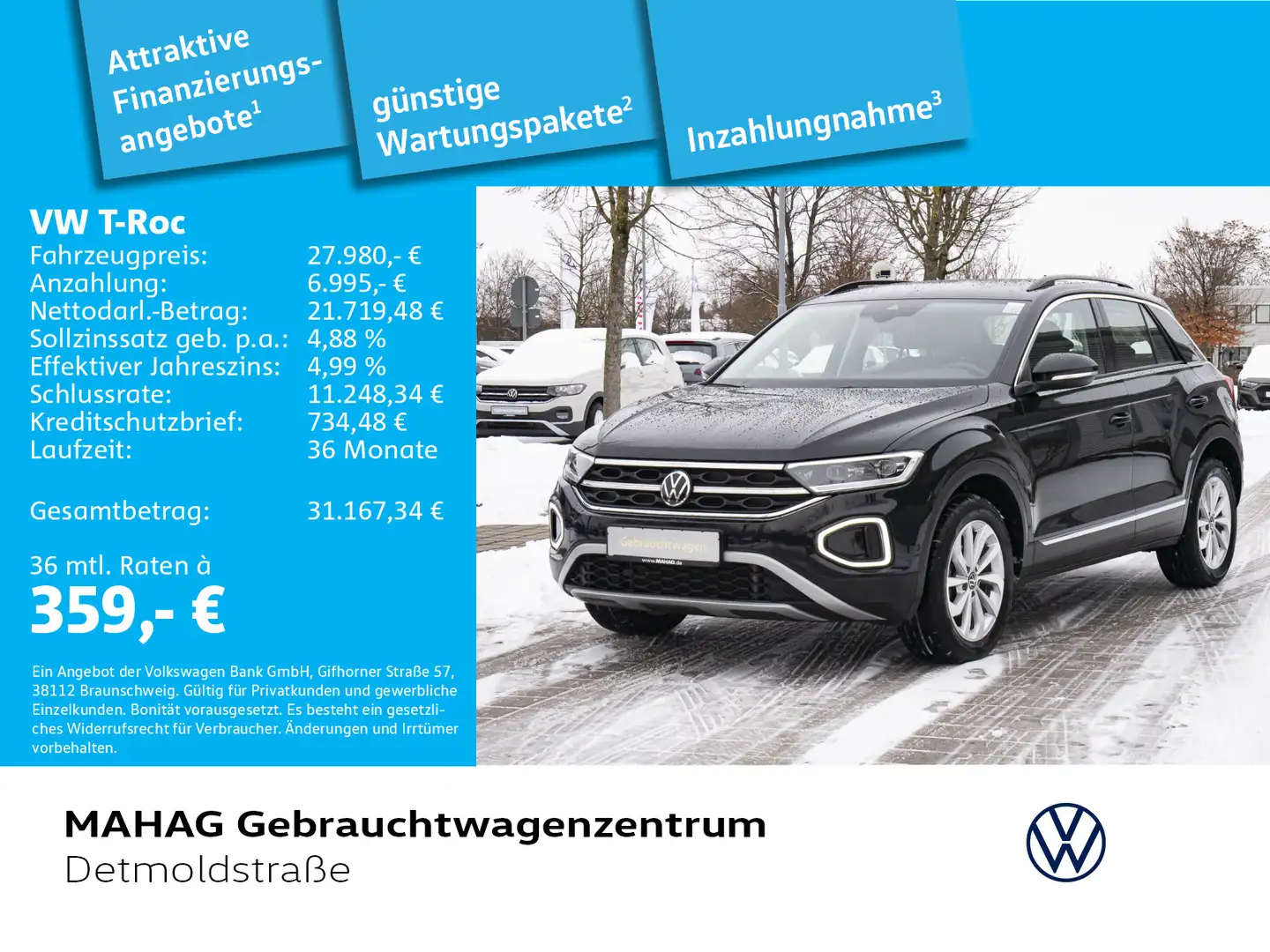 Volkswagen T-Roc T-ROC 1.5 TSI Style AppConnect LED Standhz. Park Schwarz - 1