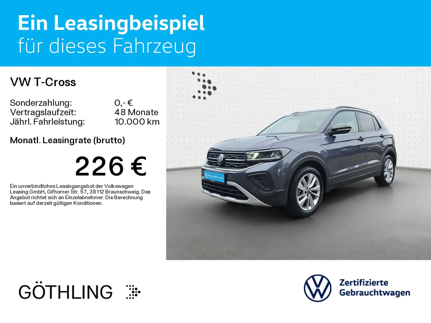 Volkswagen T-Cross GOAL 5-Gang*NAVI*LED*SHZ*PDC*ACC*Assist* Grau - 2