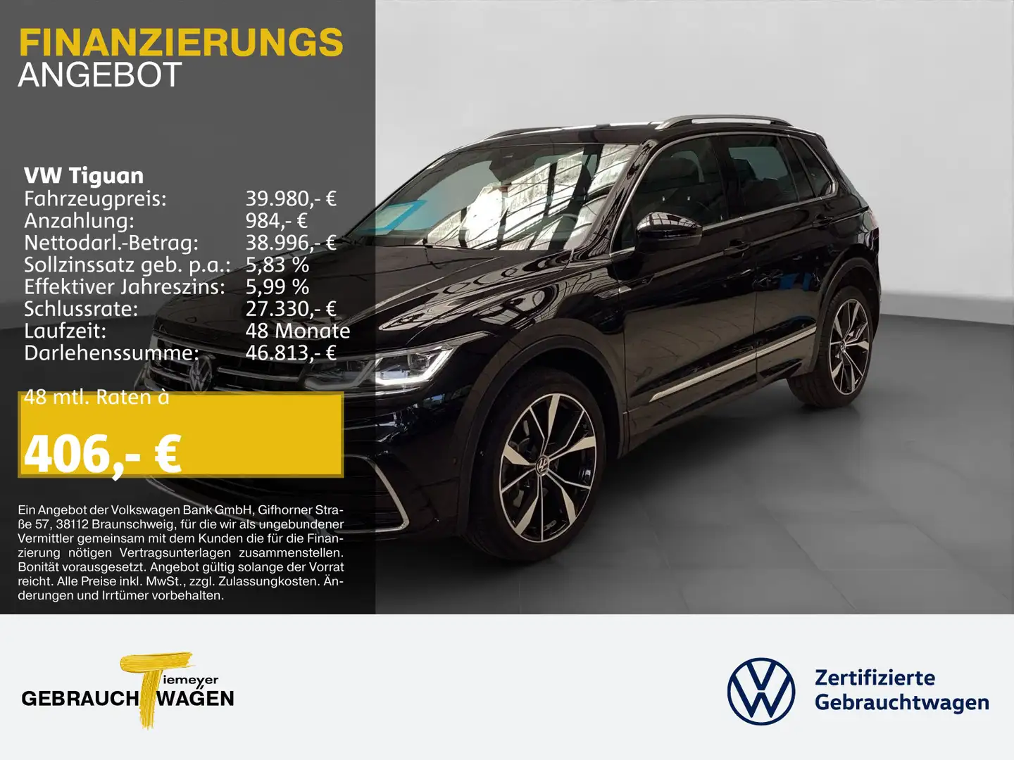 Volkswagen Tiguan 2.0 TDI DSG 4M R-LINE NAVI ST.HEIZ PANO A Schwarz - 1
