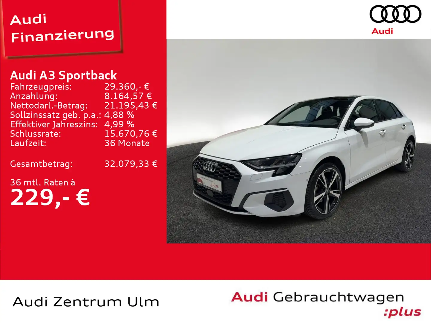 Audi A3 30 TDI S-Line 18 ACC NAVI PANO RFK Schwarz - 1