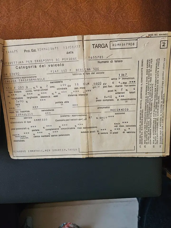 Fiat 500 110 F berlina, foto 1