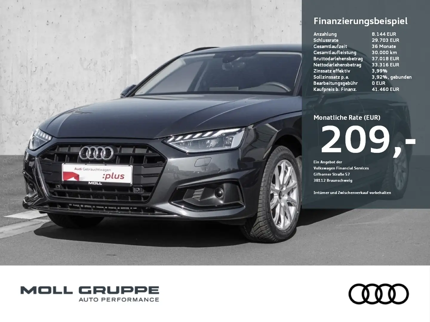 Audi A4 Avant 35 TDI S tronic Advanced (AHK) NAVI LM Grau - 1