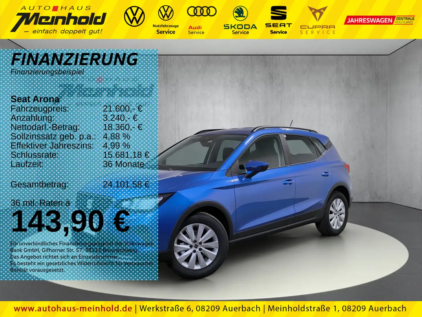 SEAT Arona 1.0 TSI Style, LED, DAB, Sitzh,Climatronic Blau - 1