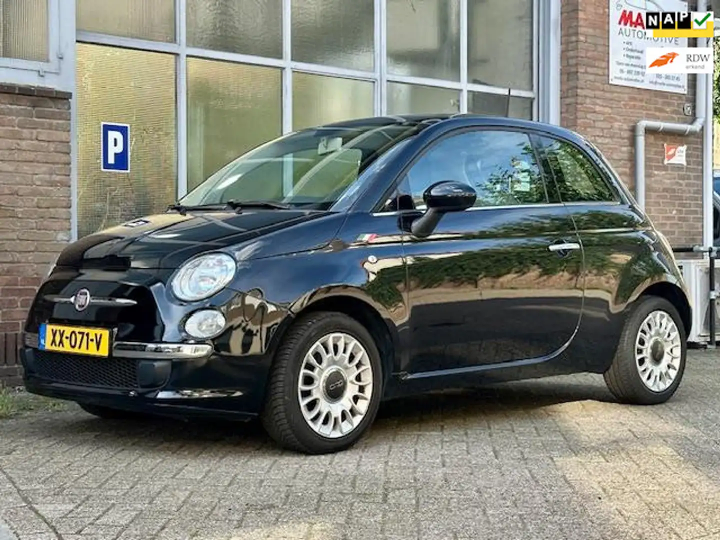 Fiat 500 1.2 Bicolore Panoramadak Zwart - 1
