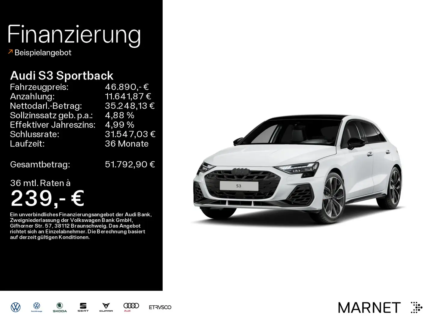 Audi S3 TFSI quattro*Navi*LED*Alu*PDC*Pano* Weiß - 1