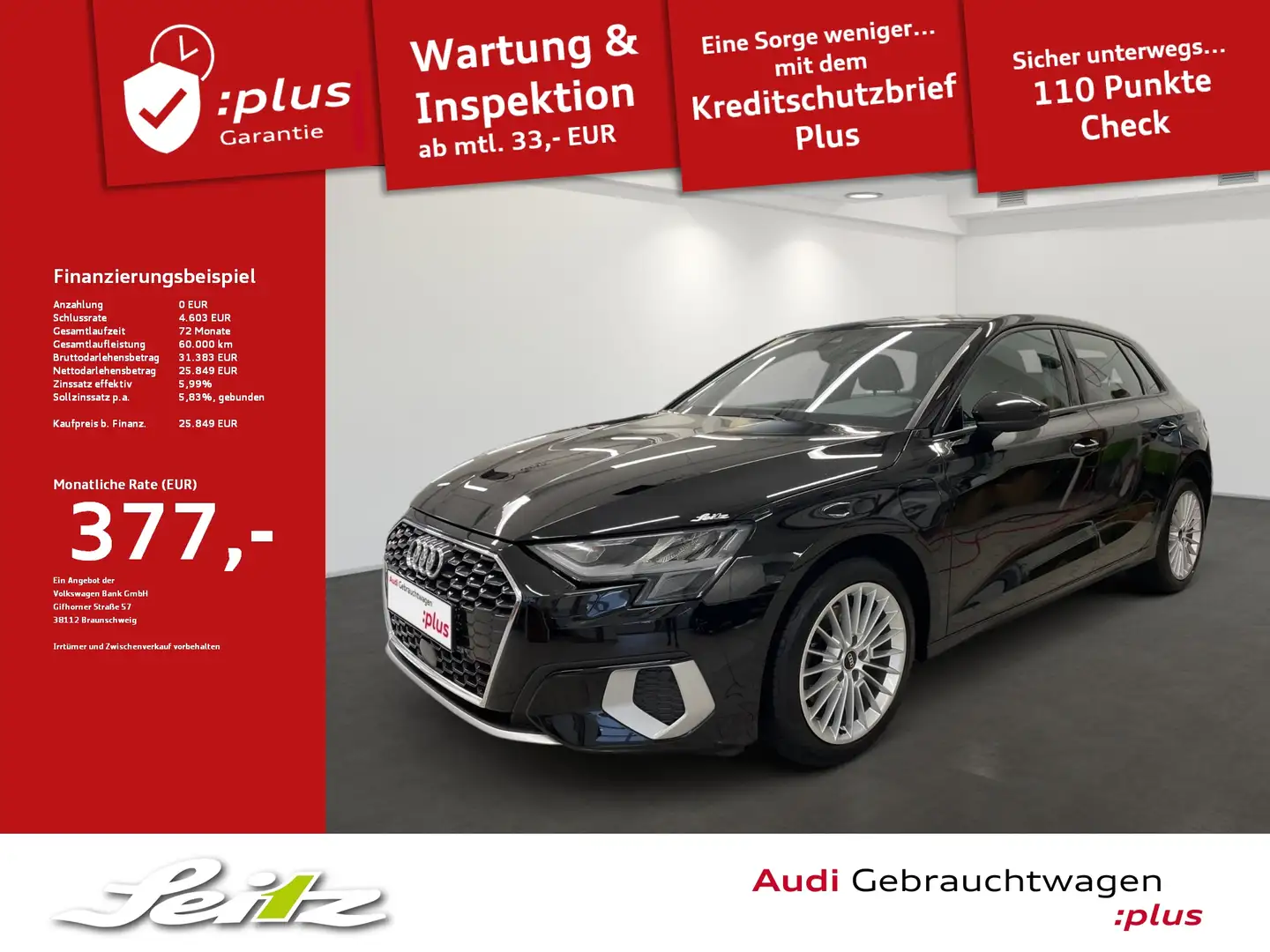 Audi A3 Sportback 40 TFSI e advanced *AHK*LED*PDC*NAVI* Zwart - 1
