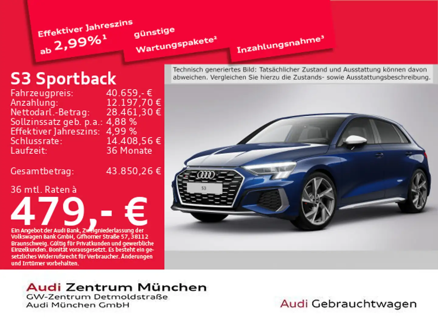 Audi S3 TFSI S tronic Matrix/Virtual+/Navi+ Blau - 1