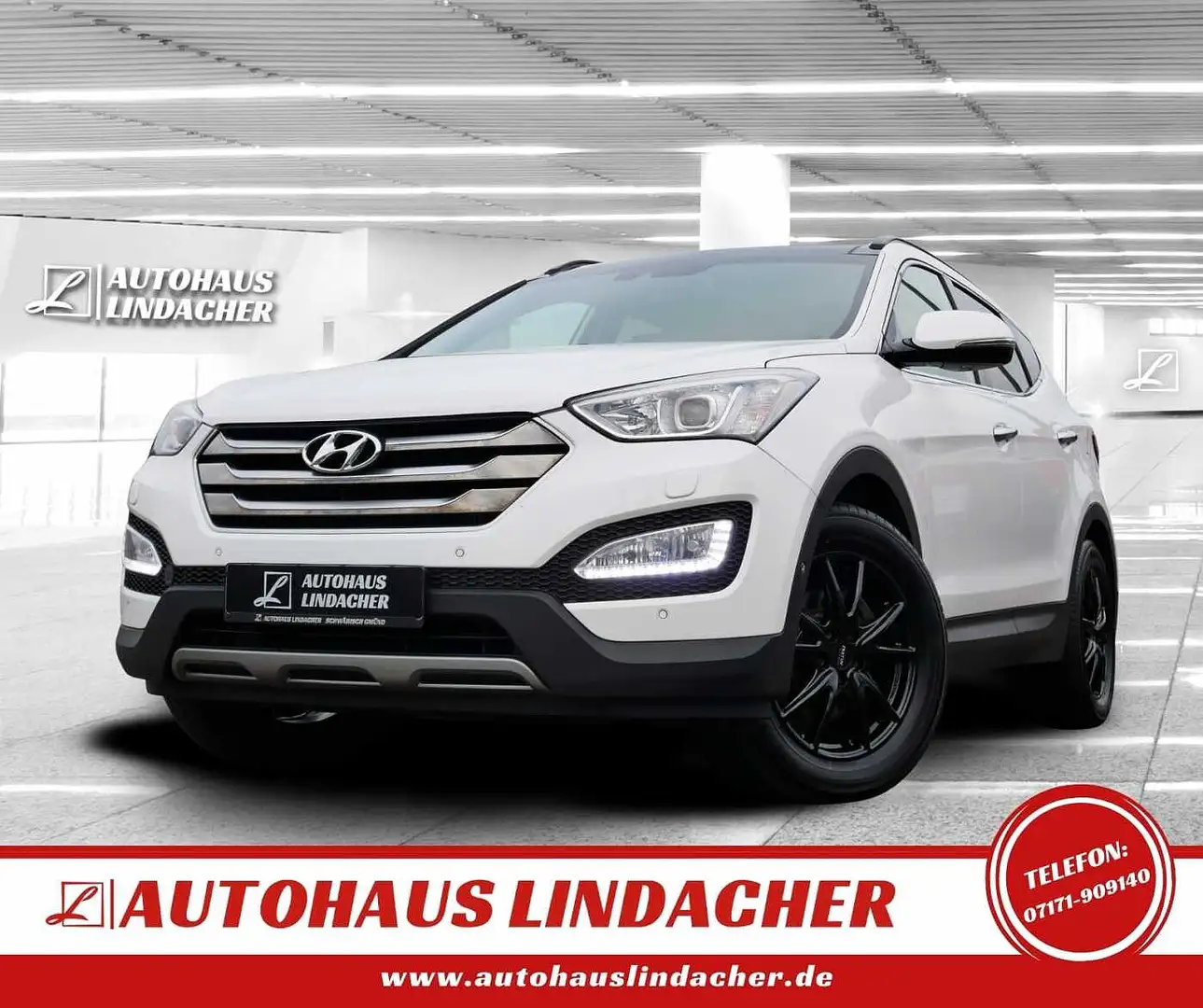 Hyundai SANTA FE Diesel 2.2 CRDI 4WD Premium I Vollleder I Navi Weiß - 1