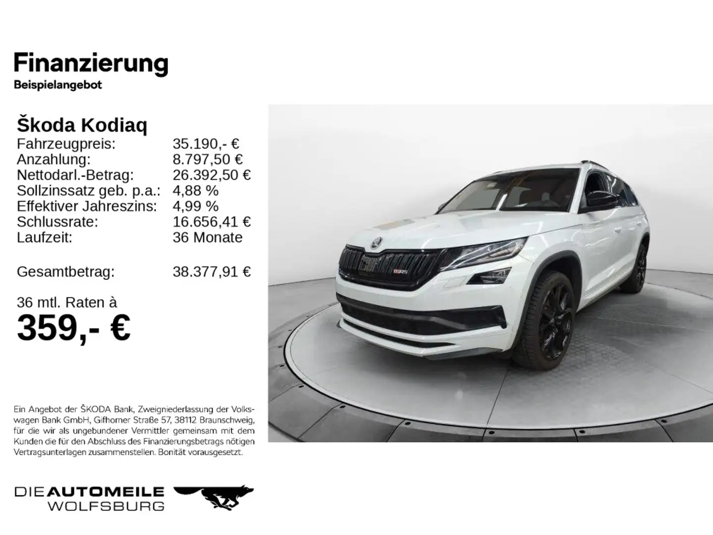 Skoda Kodiaq RS 2.0 TDI 4x4 DSG PANO/AHK/360/TRAILER Weiß - 2