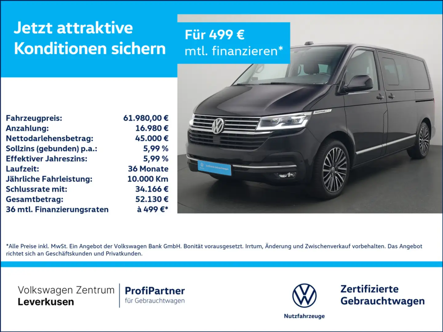 Volkswagen T6.1 Multivan Highline DSG STANDHZ MEMORY AHK Schwarz - 1