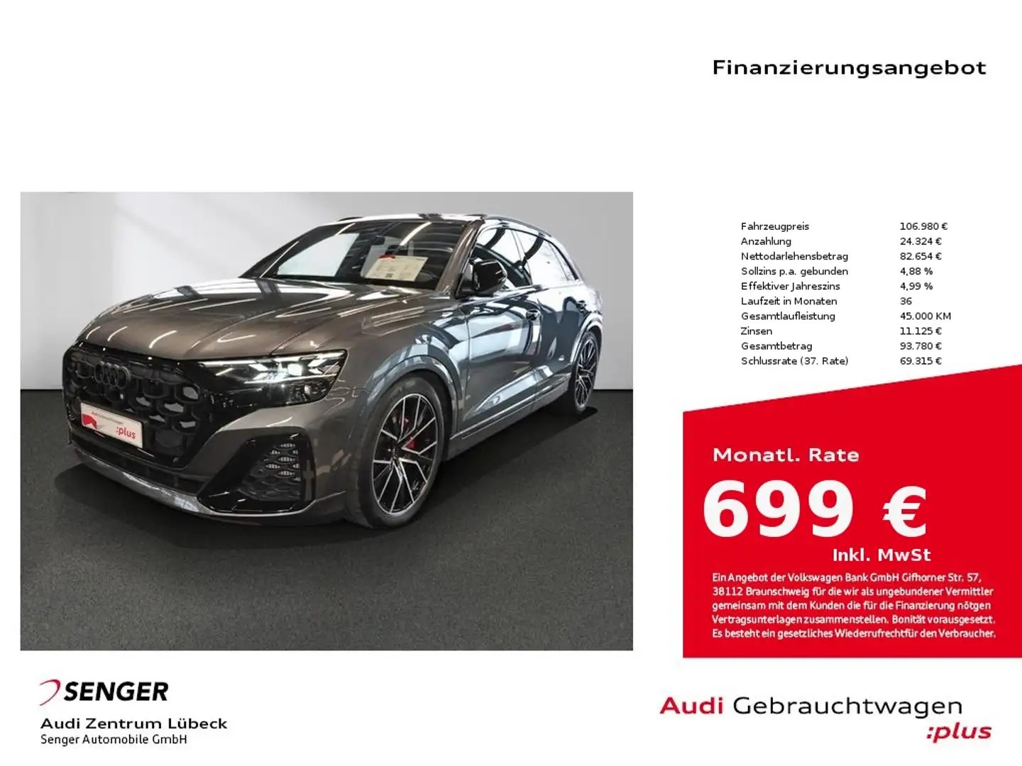 Audi Q8 60 TFSI e quattro S line Pano HD-Matrix AHK Gris - 1
