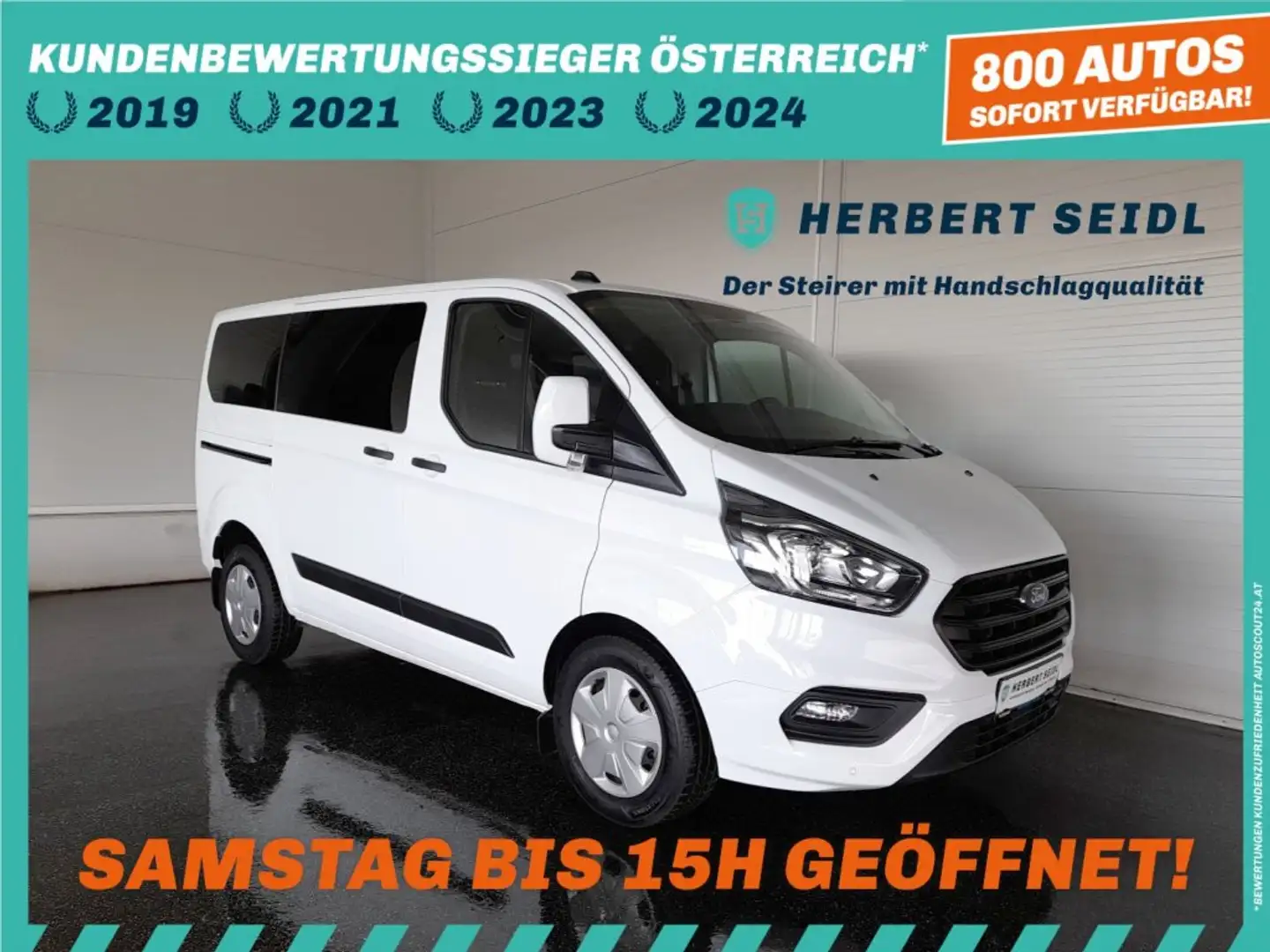 Ford E-Transit Transit Custom Variobus L1H1 *9 SITZER / SCHIEBETÜREN / KLIMA / TEMPOMAT / WINDSCHUTZSCHEIBE HEIZBAR* Weiß - 1