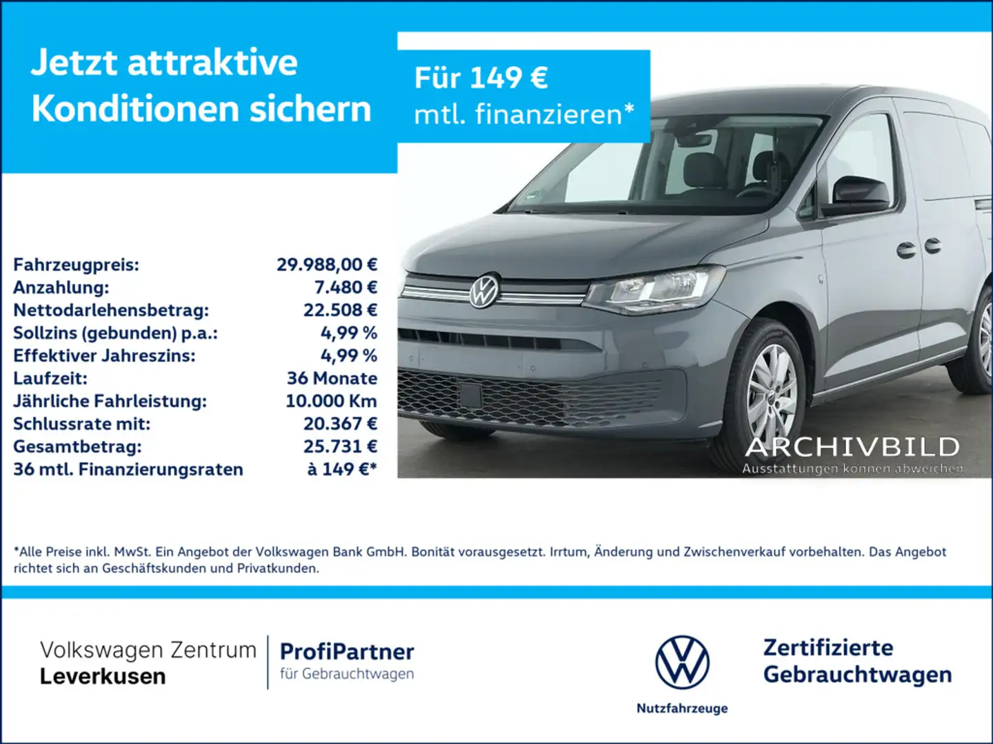 Volkswagen Caddy Life KEYLESS PDC KLIMA SHZ NAVI KAM VIRT Schwarz - 1