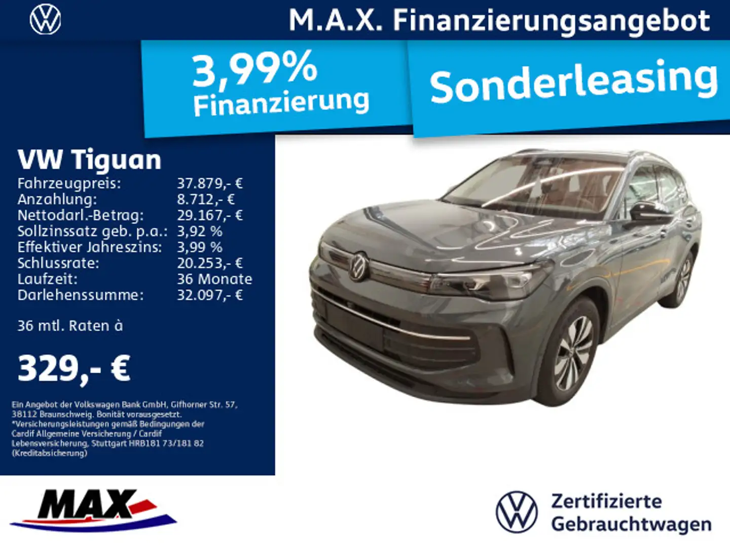 Volkswagen Tiguan 1.5 eTSI DSG GOAL +IQ.LIGHT+AHK+NAVI+ACC+ Grau - 1