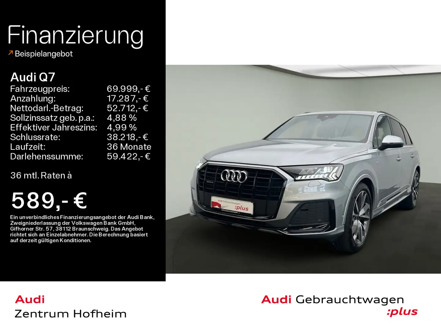 Audi Q7 50 TDI S line*Air*AHK*Pano*Matrix*B&O*HUD*Vir Silber - 1