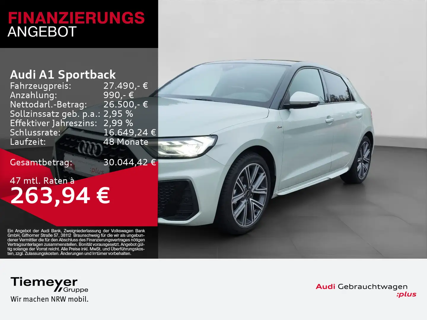 Audi A1 25 TFSI 2x S LINE LM17 NAVI+ LED SI Silber - 1
