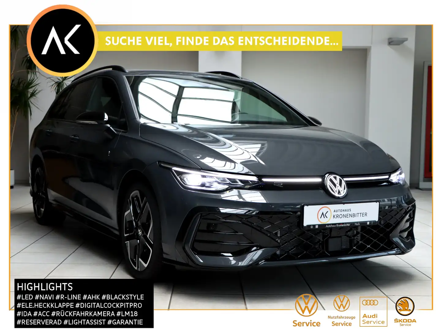 Volkswagen Golf Variant 1.5 eTSI R-Line DSG 150PS-AHK Navi BlackStyle LM18 Gris - 1