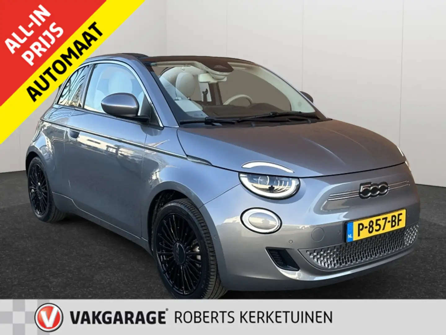 Fiat 500 La Prima 42 kWh Cabrio Leder Clima Winterpack Navi Grijs - 1