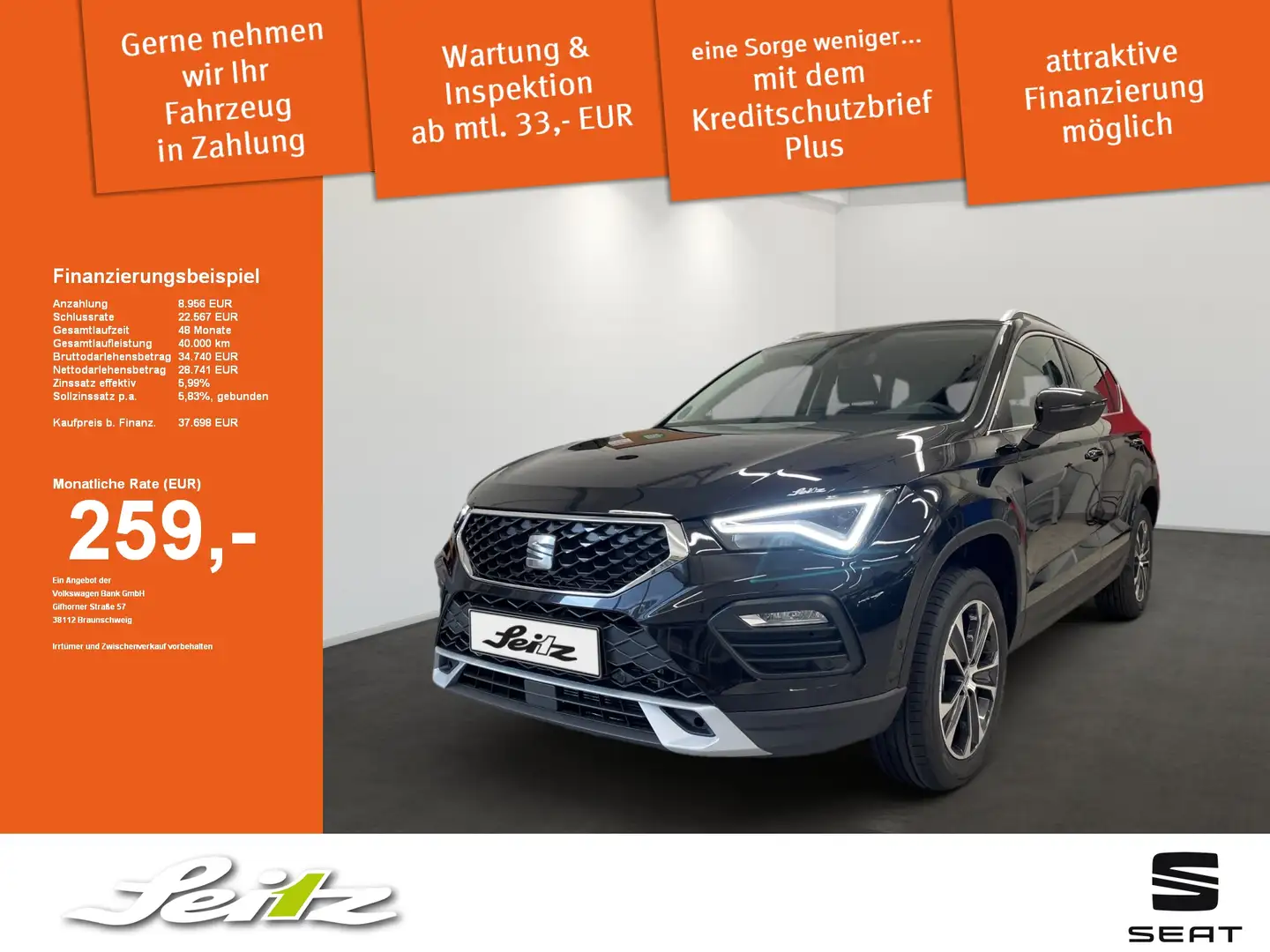 SEAT Ateca 1.5 TSI Style *AHK*NAVI*KAMERA*SITZH* Schwarz - 1