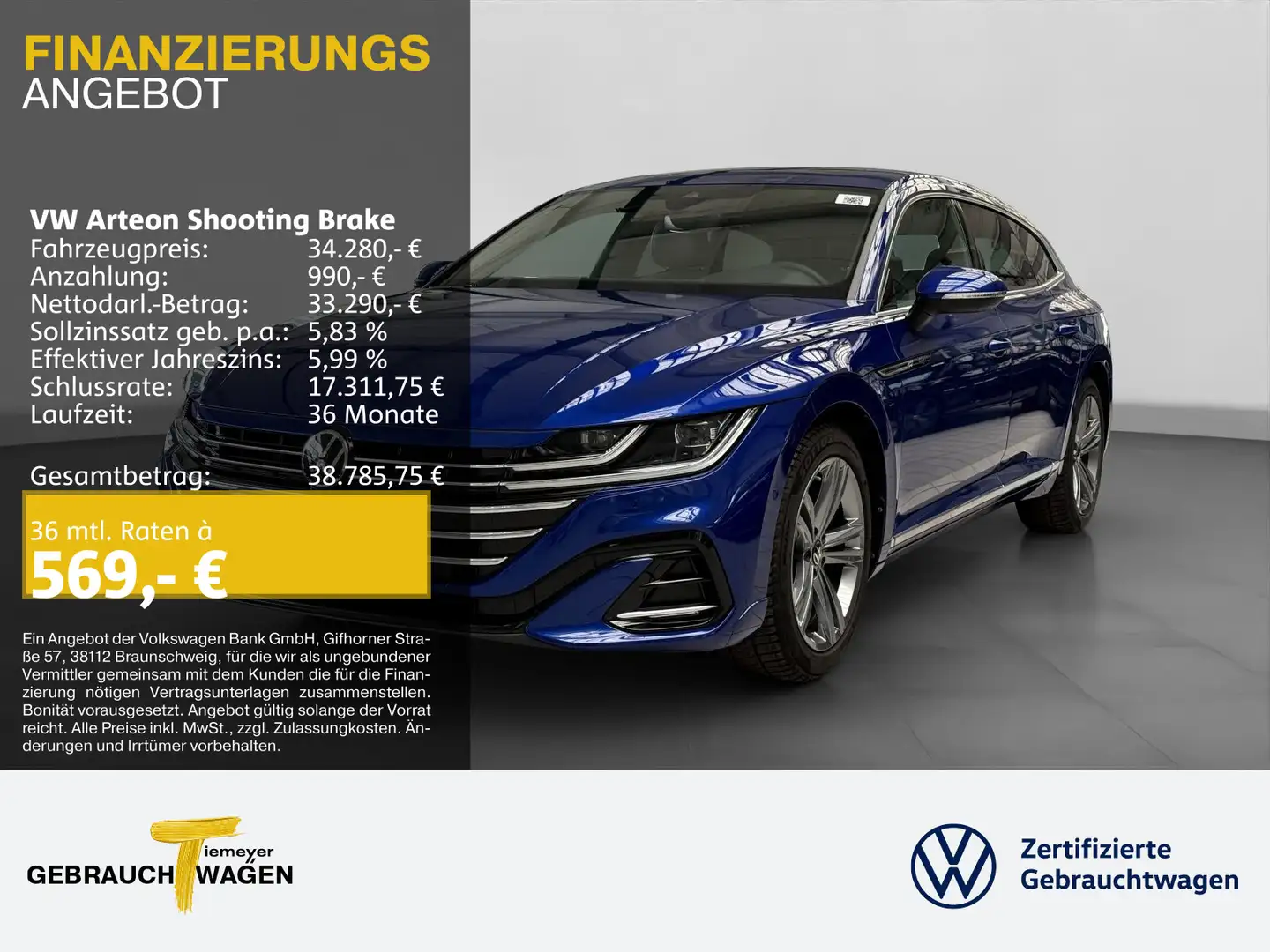 Volkswagen Arteon 2.0 TDI R-LINE PANO AHK DC Blu/Azzurro - 1