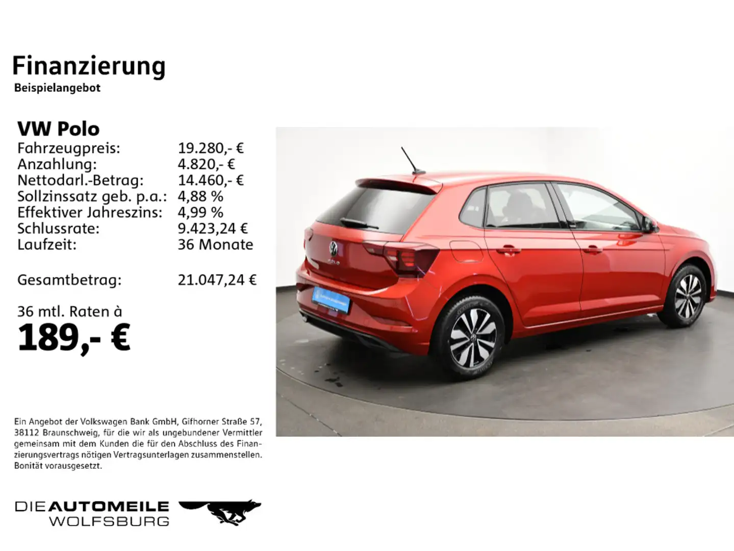 Volkswagen Polo 6 VI 1.0 Move Sitzhzg/LED/Einparkhi v+h Rot - 2