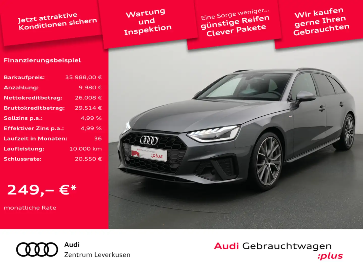 Audi A4 Avant 40 S line ACC NAVI SHZ 360° MATRIX Grau - 1