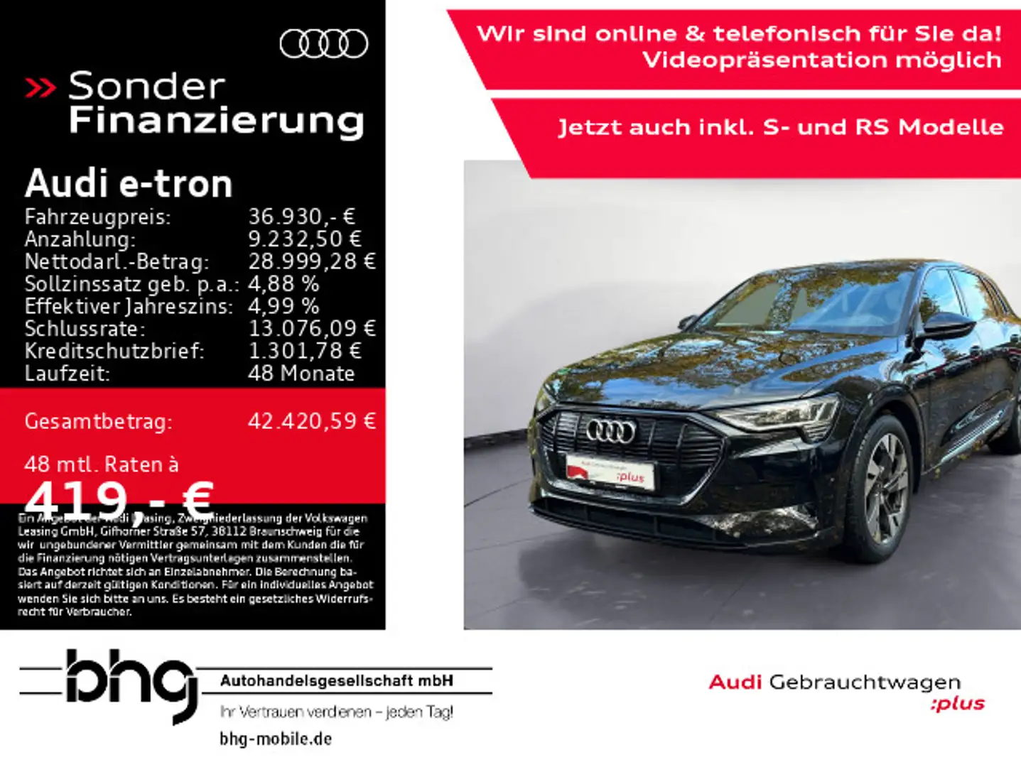 Audi e-tron 55 quattro advanced LED/AHK/ACC/Kamera/As Schwarz - 1