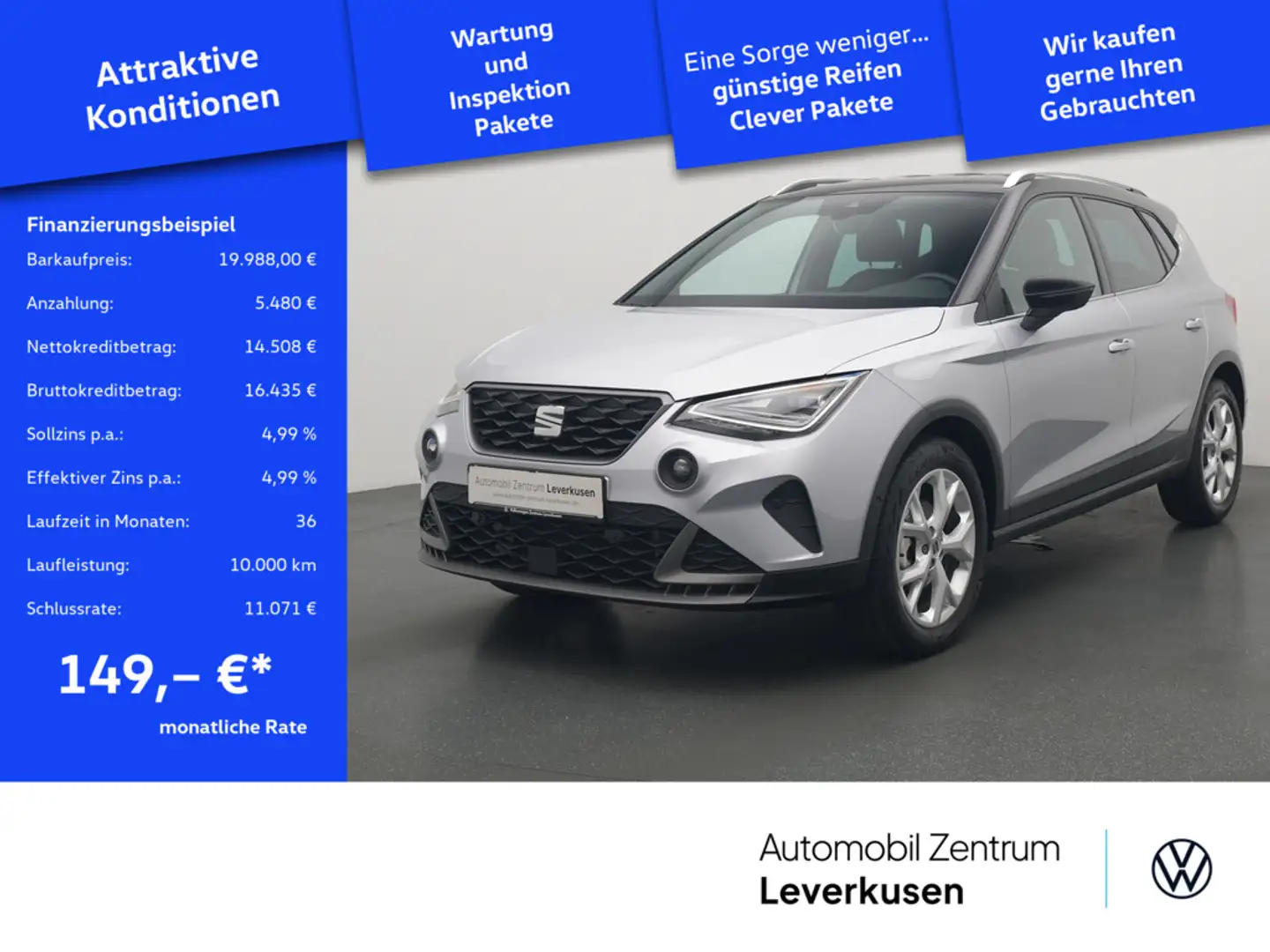 SEAT Arona FR DSG NAVI VIRT ACC KAM LED SHZ CARPLA Silber - 1