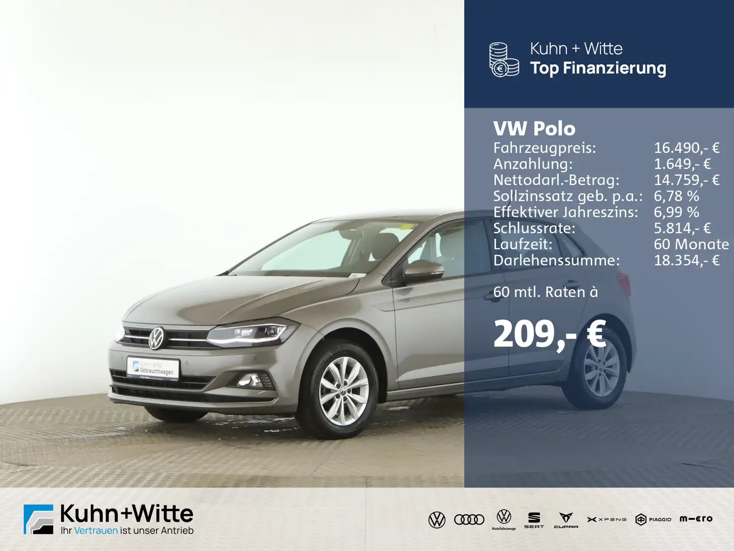 Volkswagen Polo 1.0 TSI Highline *PDC*LED*Navi*SHZ*Klima* Grau - 1