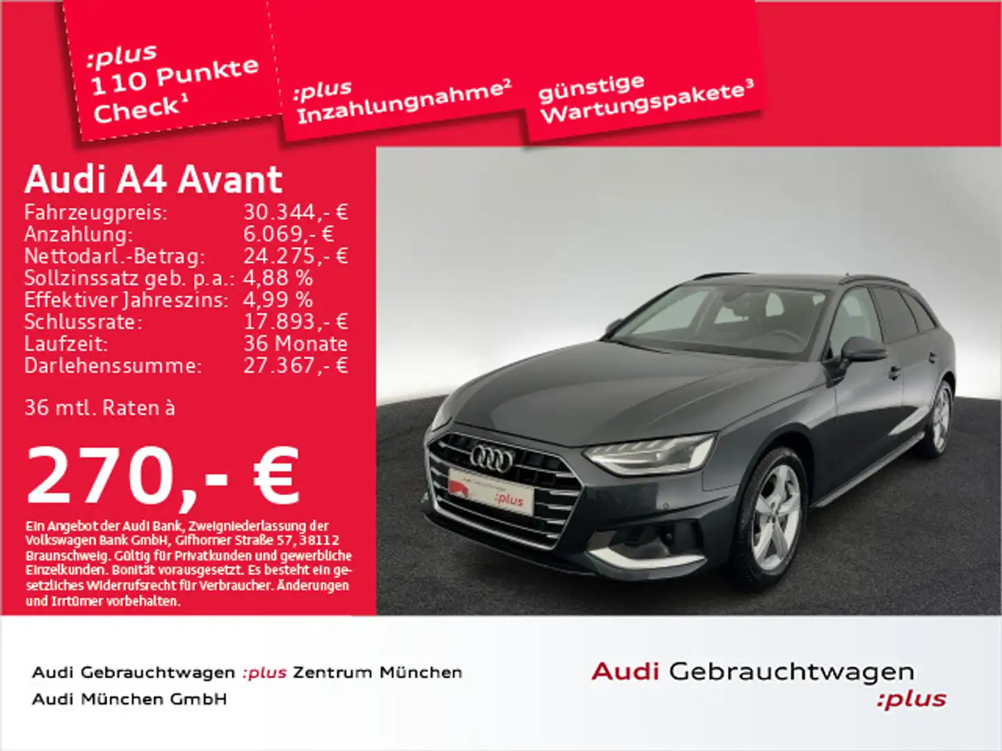 Audi A4 40 TFSI S tronic advanced Matrix/Virtua Grau - 1