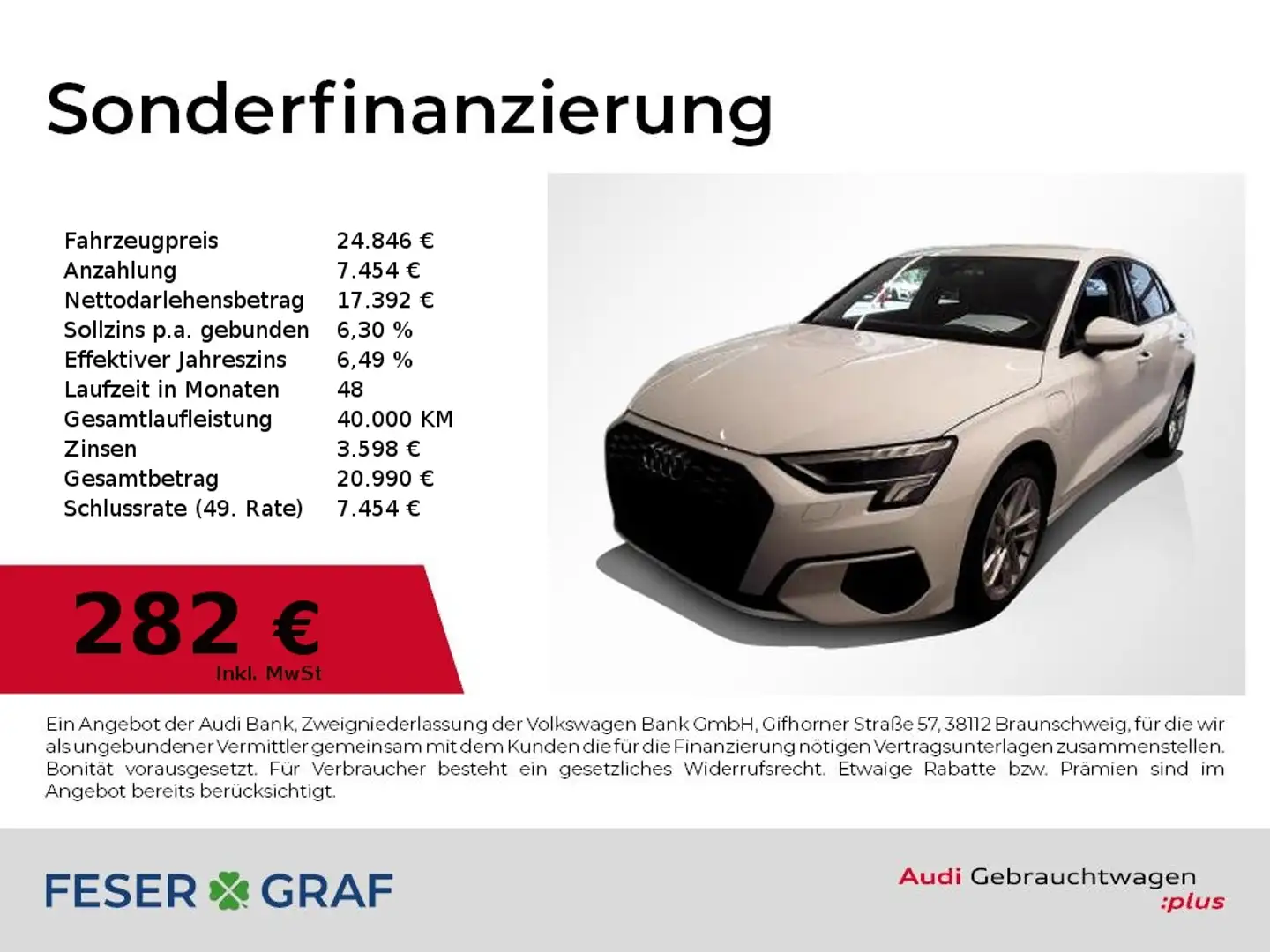Audi A3 40 TFSI e S tronic Navi,LED,PDC Weiß - 1