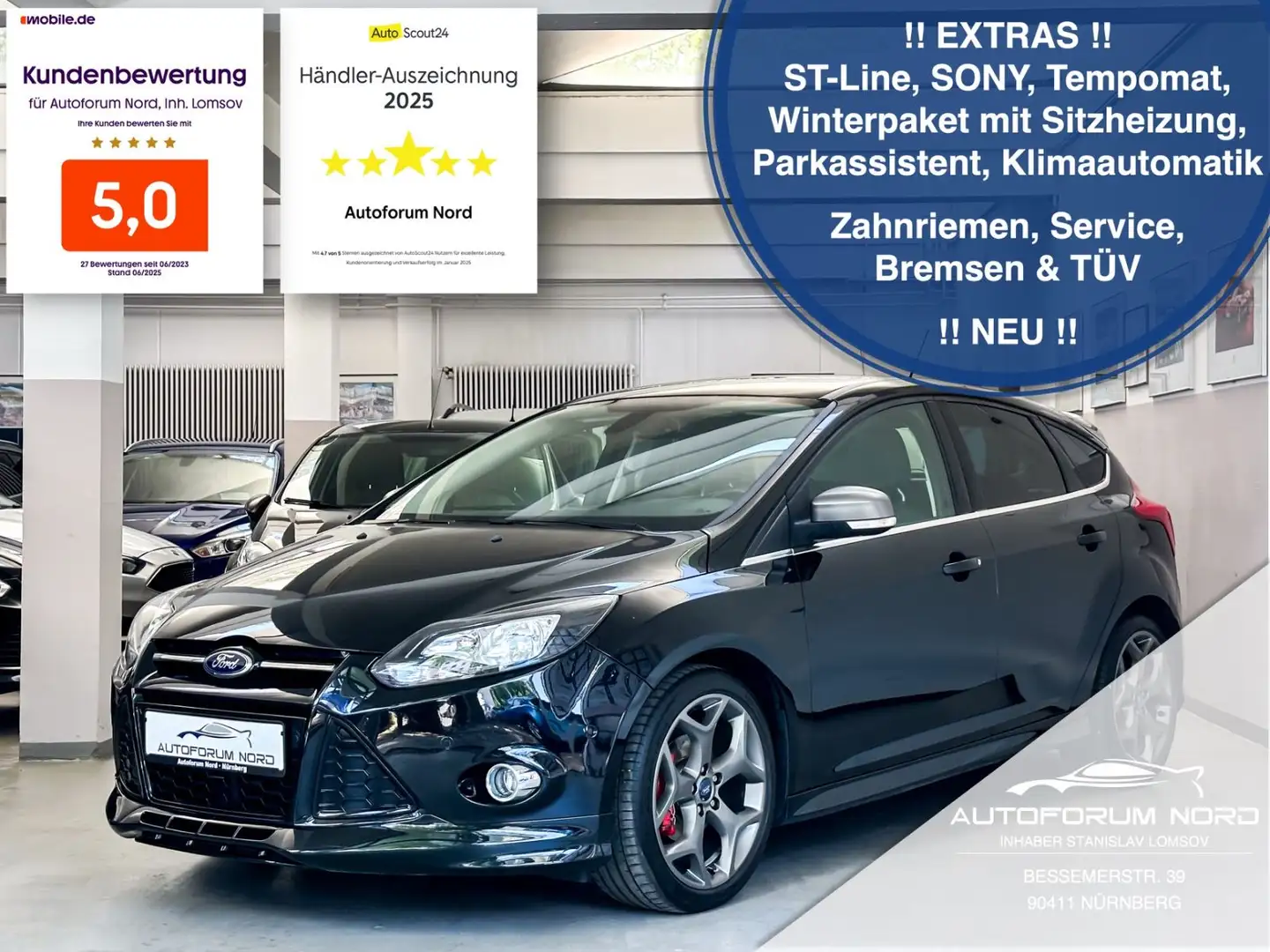 Ford Focus Lim. Titanium ST *NEU ZAHNRIEMEN+SERVICE* Schwarz - 1