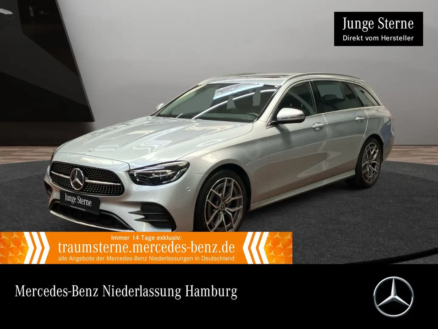 Mercedes-Benz E 220 d T AMG+AHK+LED+KAMERA+19"+HUD+TOTW+9G Argent - 1