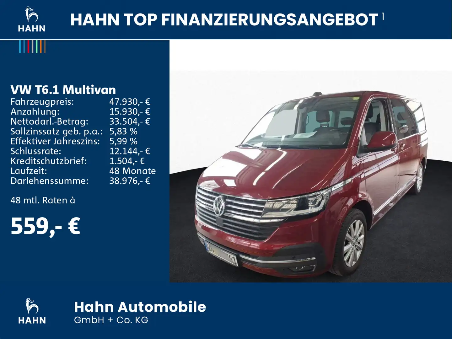 Volkswagen T6.1 Multivan 2.0TDI DSG Generation Six AHK CAM Rojo - 2
