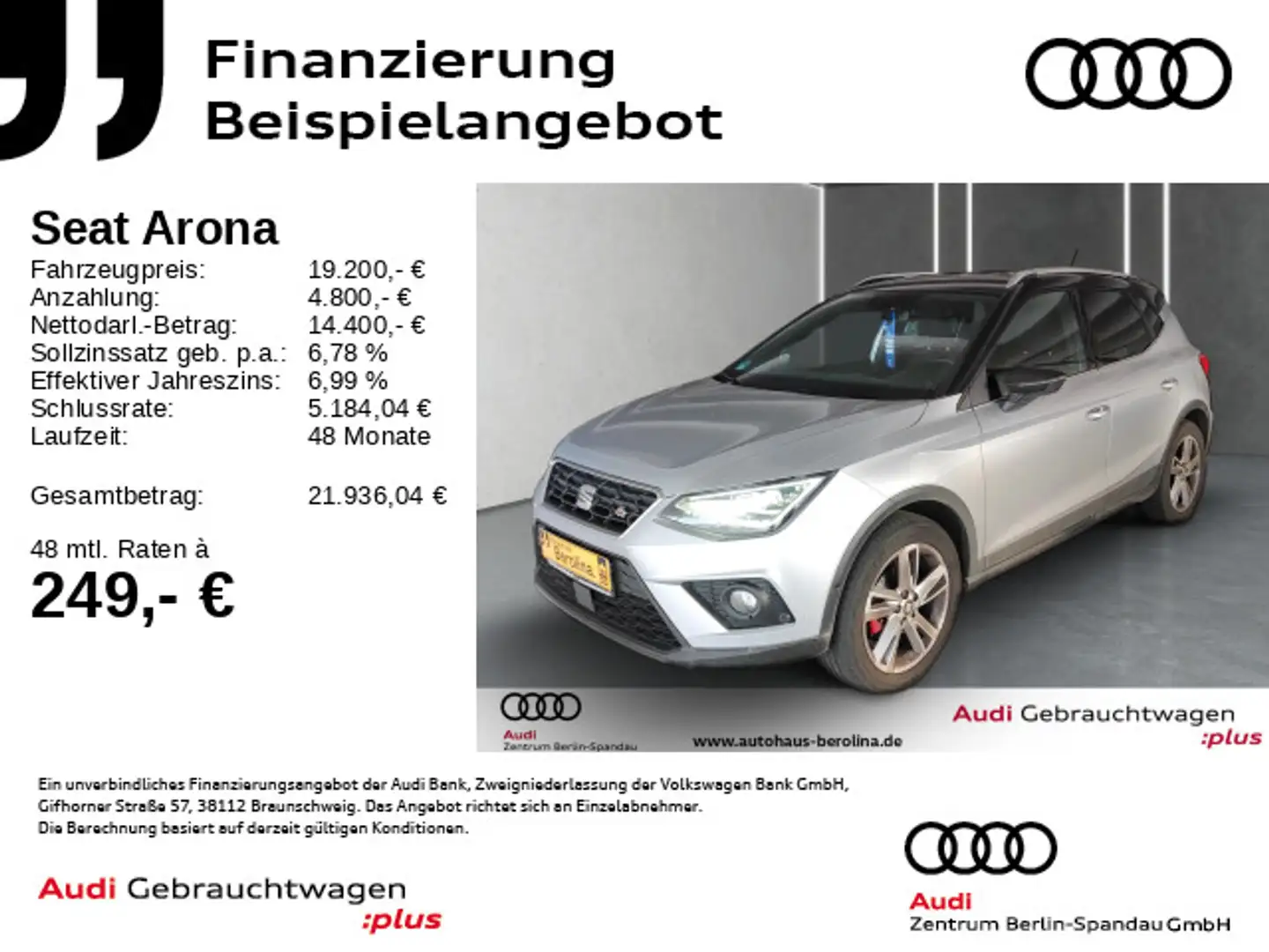 SEAT Arona 1.5 TSI FR DSG *ACC*NAV*BEATS*Vision+*SHZ* Silber - 1