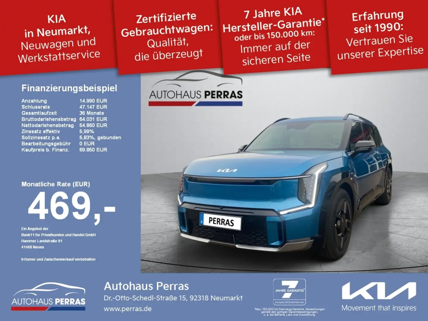 Kia EV9 AWD GTL LAUNCH ED. 6S RELAX Bleu - 1