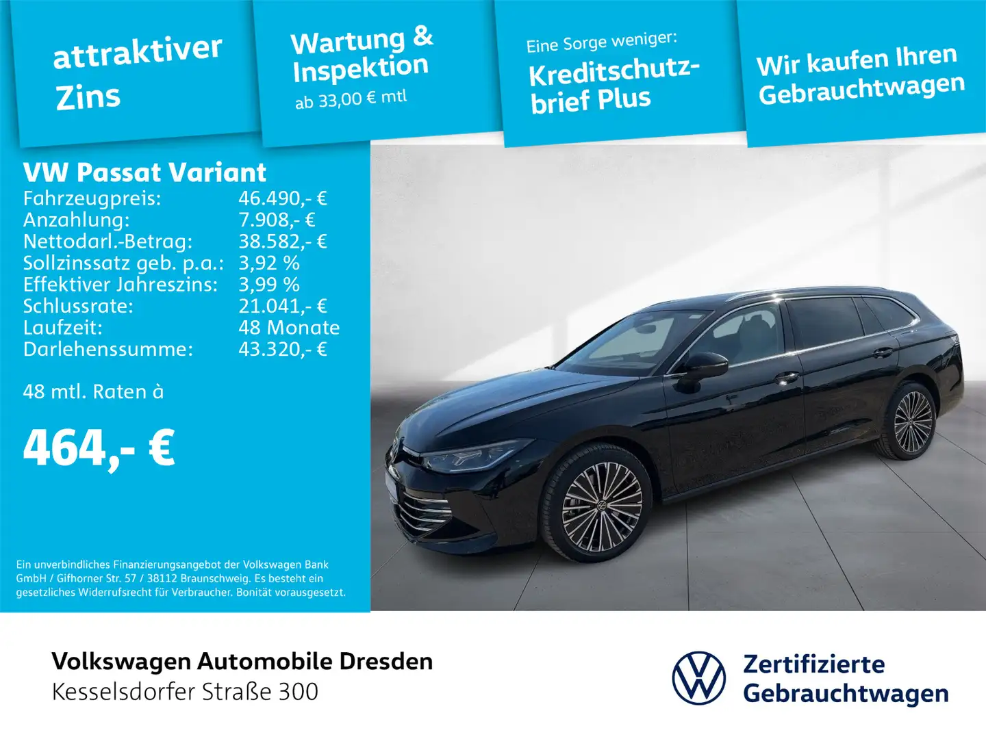 Volkswagen Passat Variant 2.0 TDI DSG 4M Elegance AHZV LED Schwarz - 1