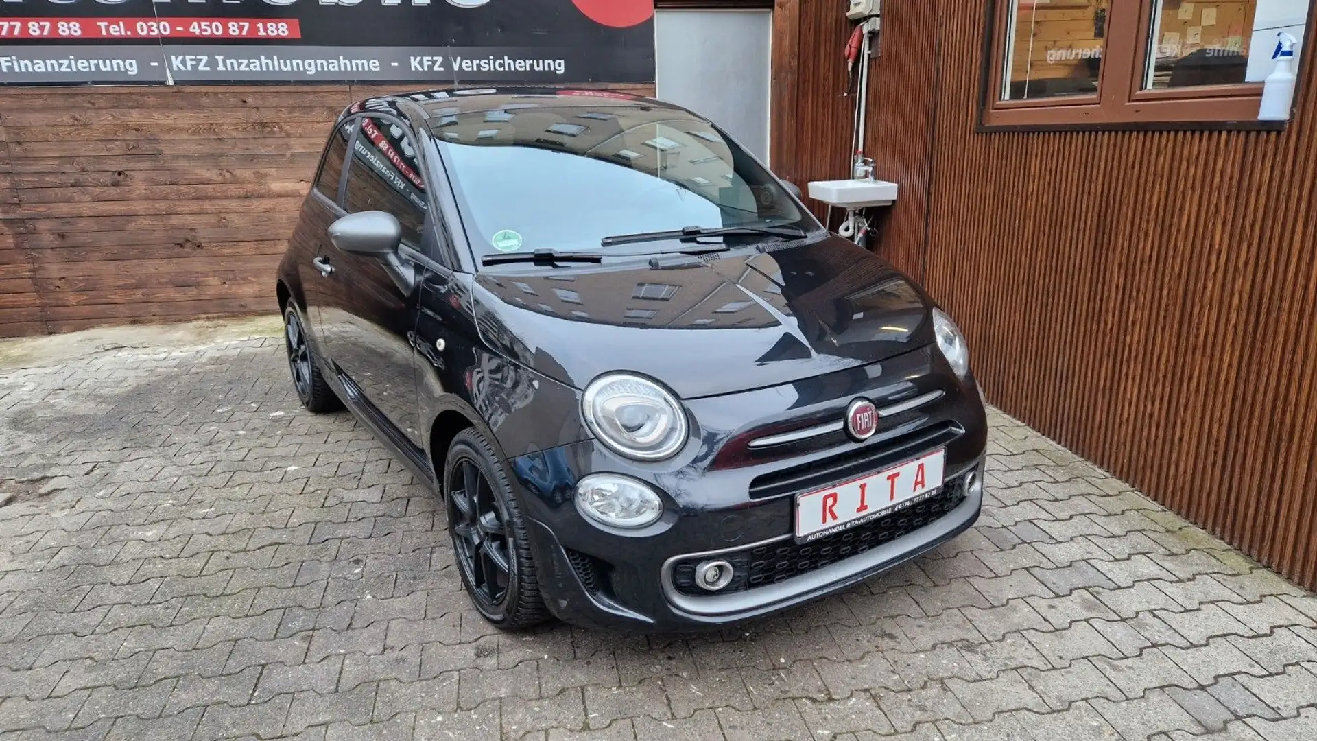Fiat 500 S, Teilleder, Isofix, PDC, Tüv Neu Schwarz - 1